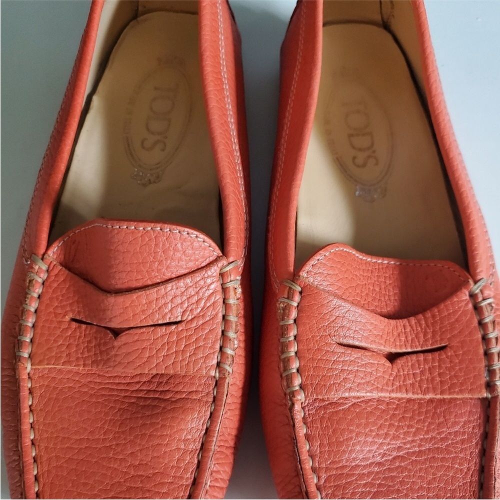 Tod's Gimmino Orange Leather driving shoes size 37.5 - Picture 4 of 7